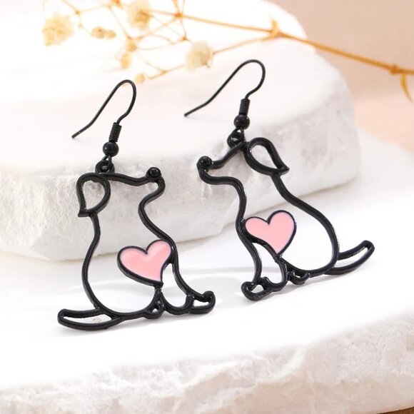 3/$35 NEW Cute Dog Swimming Drop Earrings - Picture 1 of 6